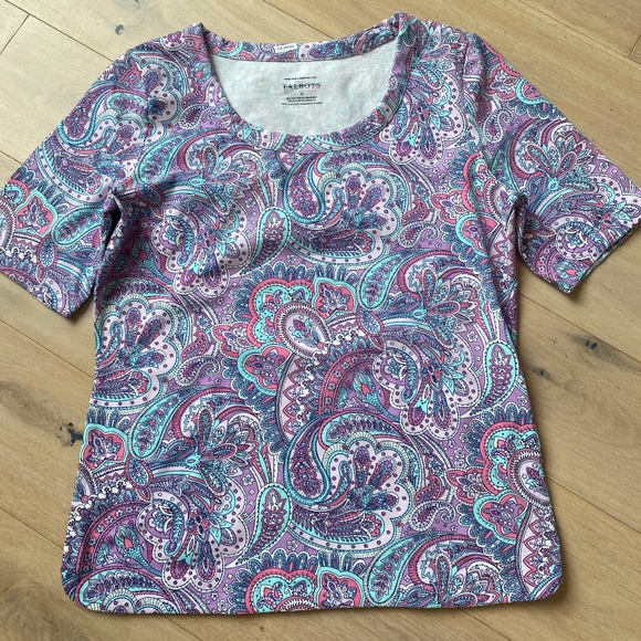 Talbots Short Sleeve T Shirt Multi Colour Size M NWOT - Picture 2 of 6